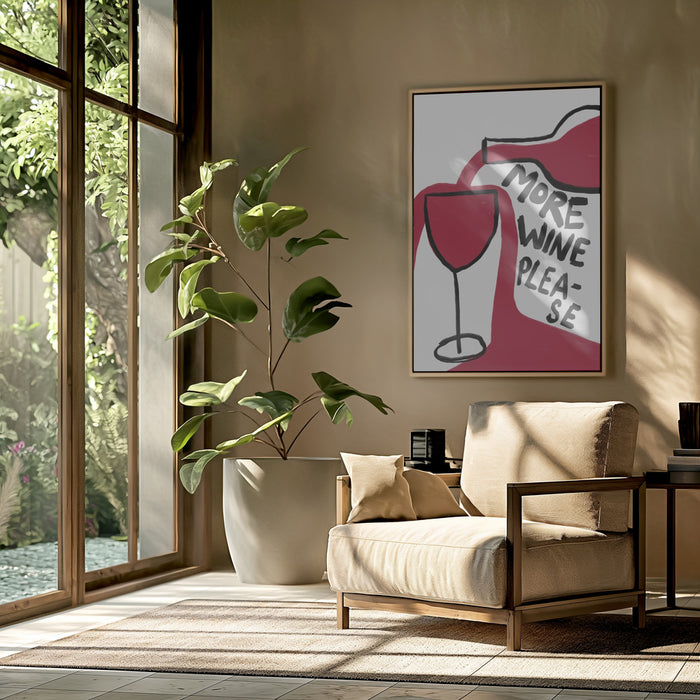 More Wine Please Framed Art Modern Wall Decor