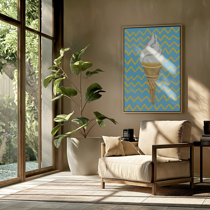 Ice Cream Blue Framed Art Wall Decor