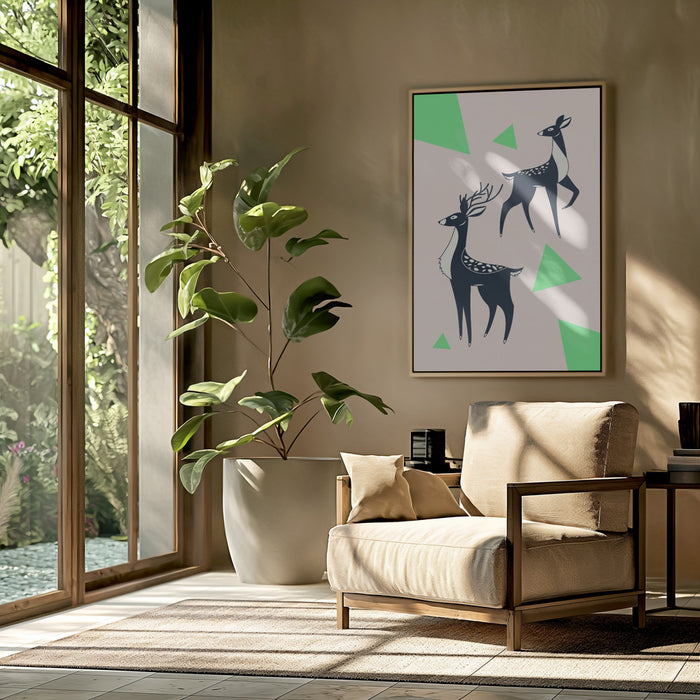 Abstract Deer #2 Framed Art Modern Wall Decor