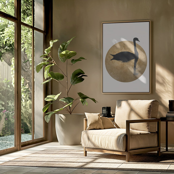 The Swan Gold Framed Art Wall Decor