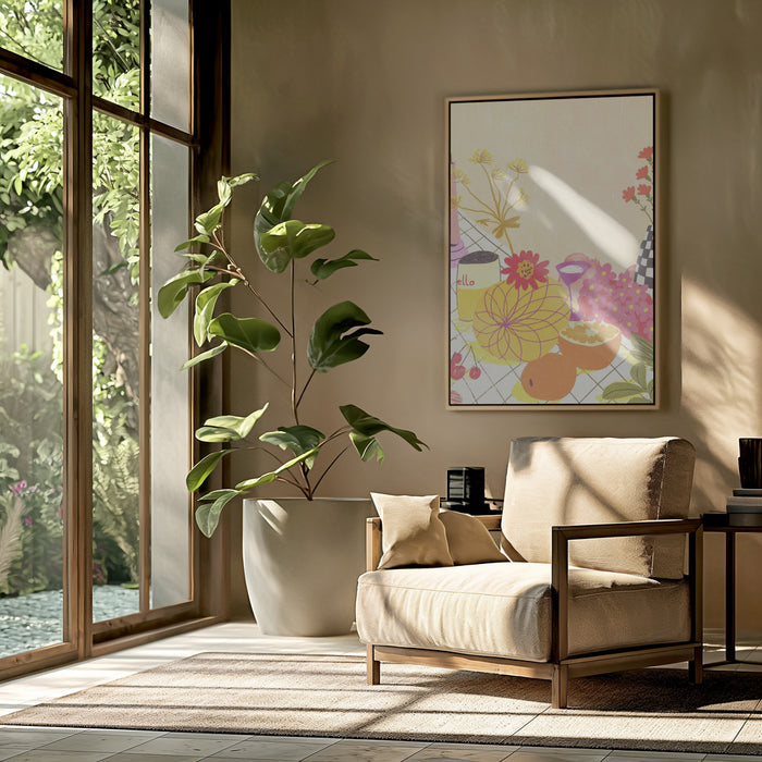 Citrus and flowers Framed Art Modern Wall Decor