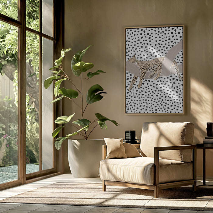 Leopard Sleeping Polkadots Framed Art Wall Decor