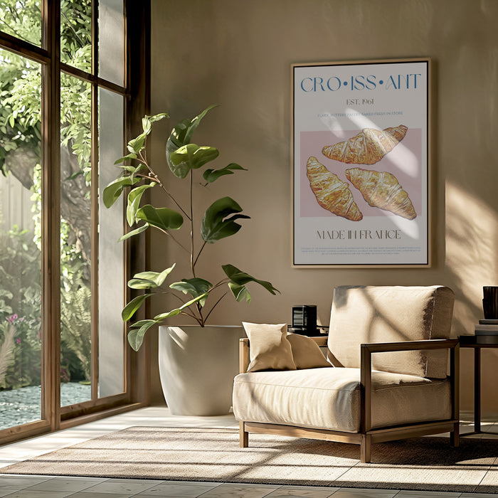 Croissant Print Framed Art Wall Decor