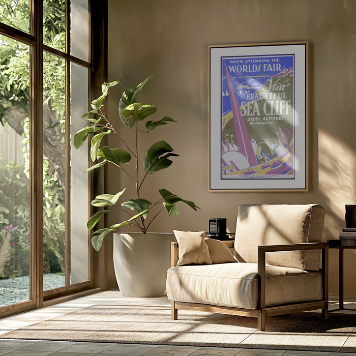 When Attending the Worlds Fair, Visit Beautiful Sea Cliff Framed Art Modern Wall Decor