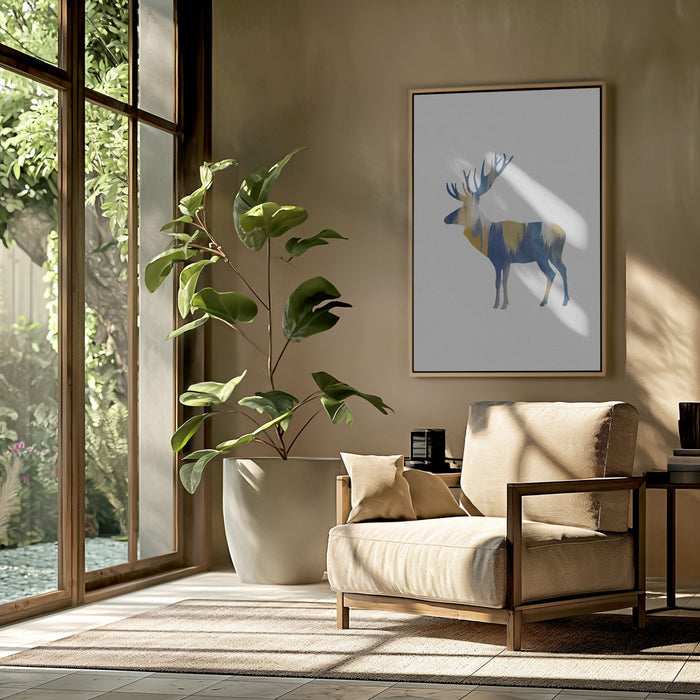 Blue & Yellow Moose Framed Art Wall Decor