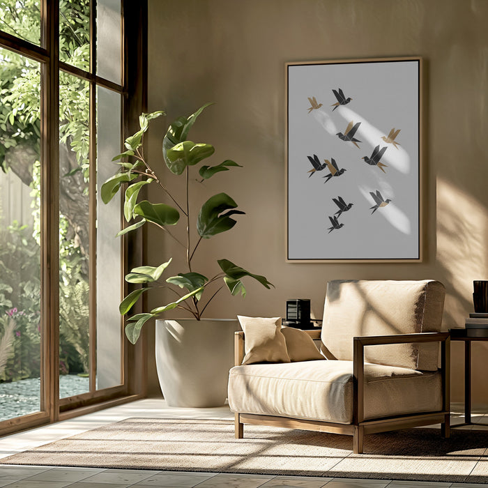 Origami Birds Collage I Framed Art Wall Decor