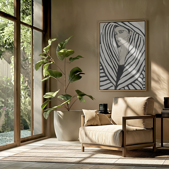 Striped Coat Framed Art Modern Wall Decor