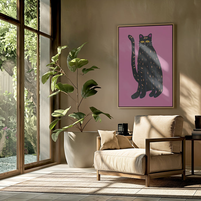 Black cat Framed Art Wall Decor