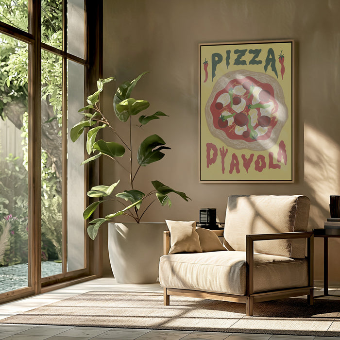 Pizza Diavola Framed Art Modern Wall Decor