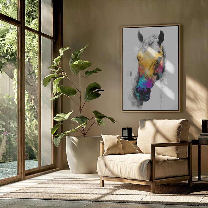 Horse Wild Tribal Illustration Art 08 Framed Art Wall Decor