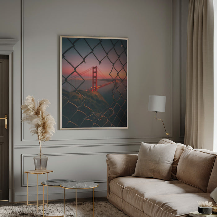 Golden Gate Caged Framed Art Modern Wall Decor