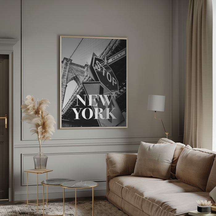 NYC Brooklyn Bridge Framed Art Modern Wall Decor