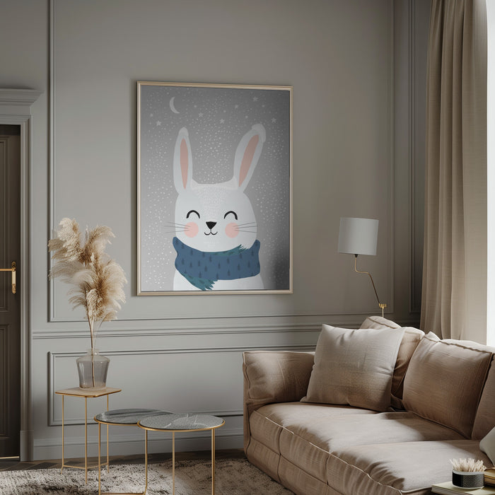 Snow Bunny Framed Art Modern Wall Decor