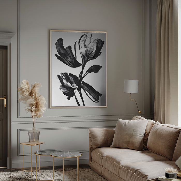 Black Flower Framed Art Modern Wall Decor