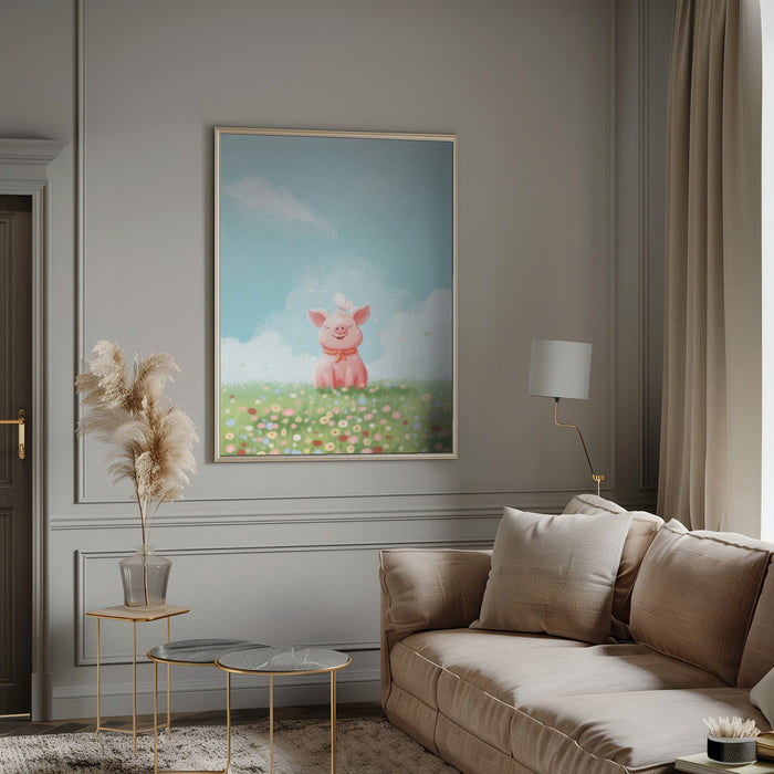 Cute Pig Framed Art Modern Wall Decor