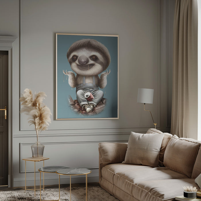 SLOTH DON'T CARE Framed Art Wall Decor