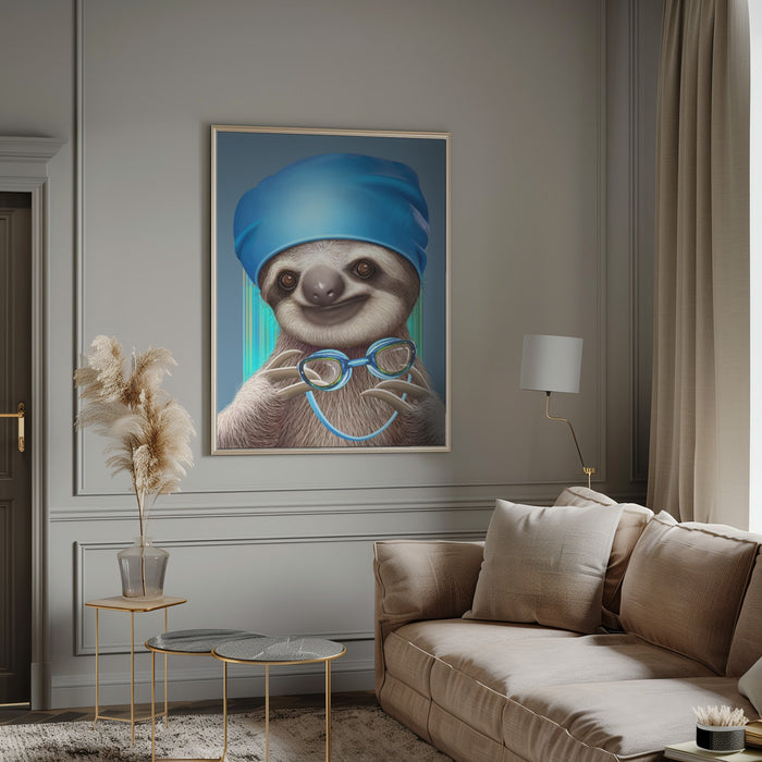 SLOTH WITH GOGGLES Framed Art Wall Decor