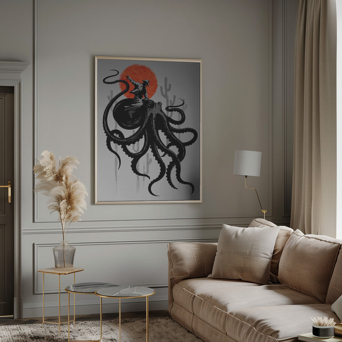 RIDING THE OCTOPUS Framed Art Wall Decor