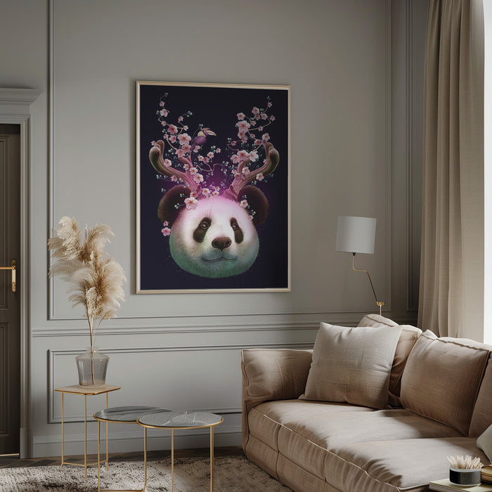 panda horns up Framed Art Modern Wall Decor