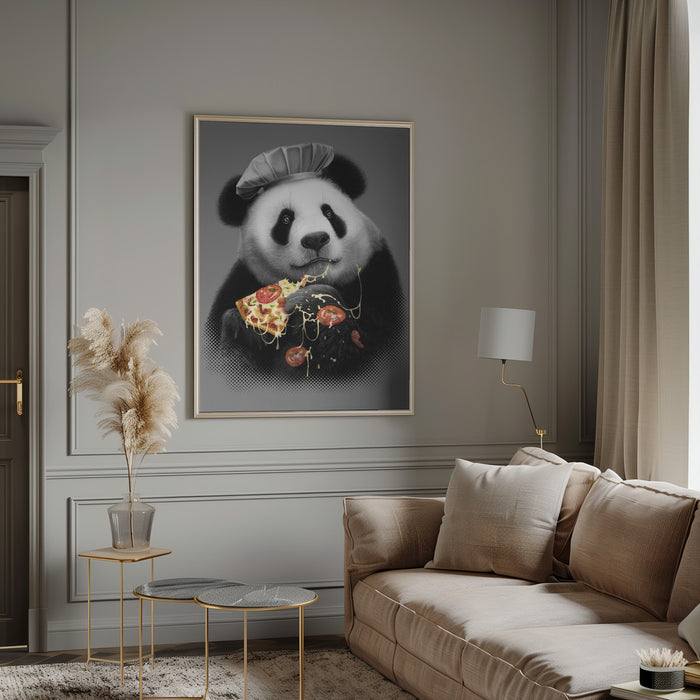 panda loves pizza Framed Art Modern Wall Decor