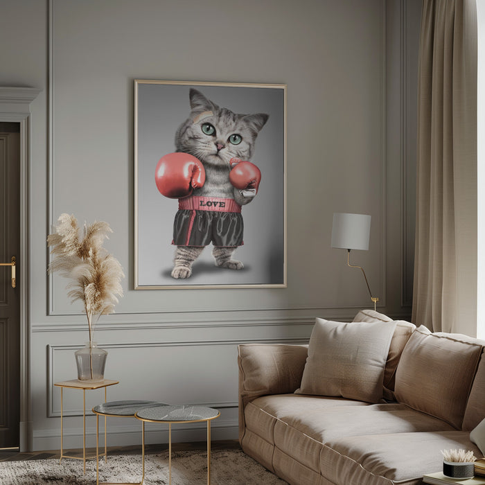 boxing cat Framed Art Modern Wall Decor