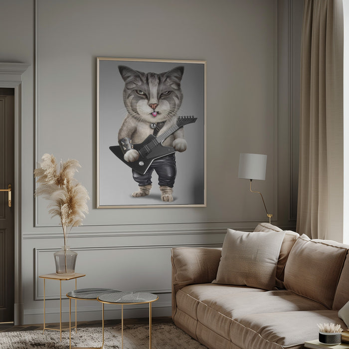 heavy metal cat Framed Art Wall Decor