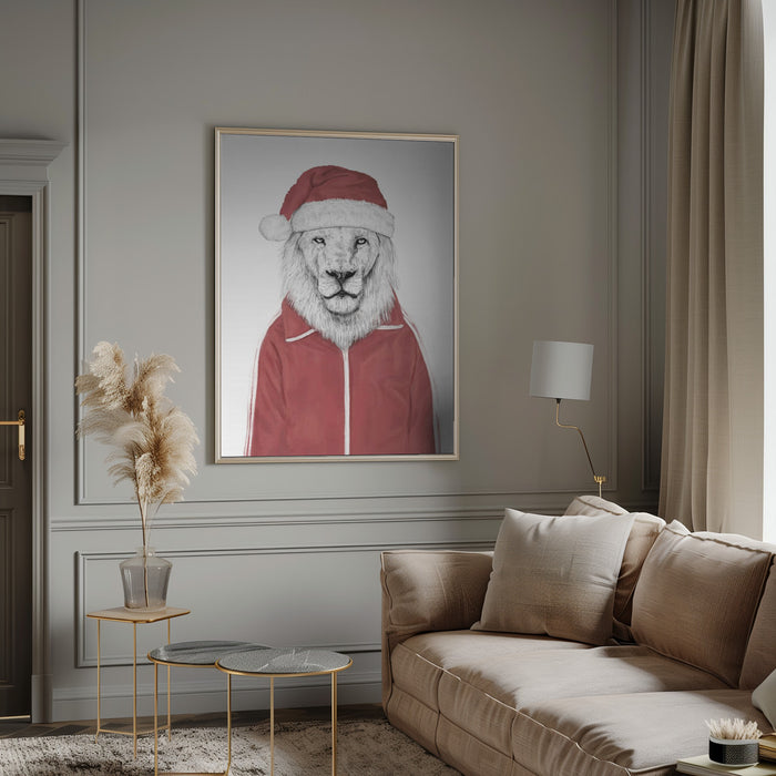 Santa lion Framed Art Wall Decor