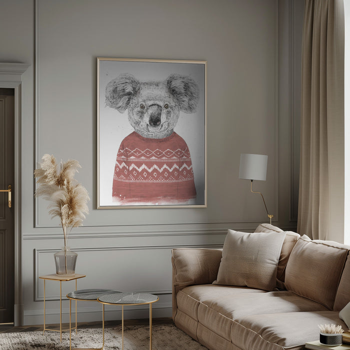 Winter koala (red) Framed Art Modern Wall Decor