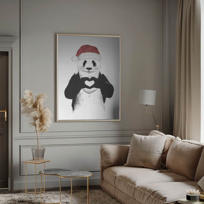 Santa panda Framed Art Modern Wall Decor