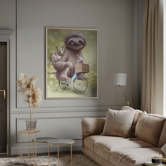 SLOTH GO RIDING Framed Art Modern Wall Decor