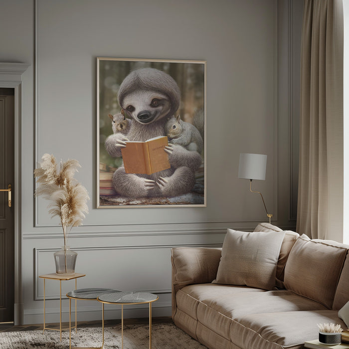 SLOTH SHARING KNOWLEDGE Framed Art Wall Decor