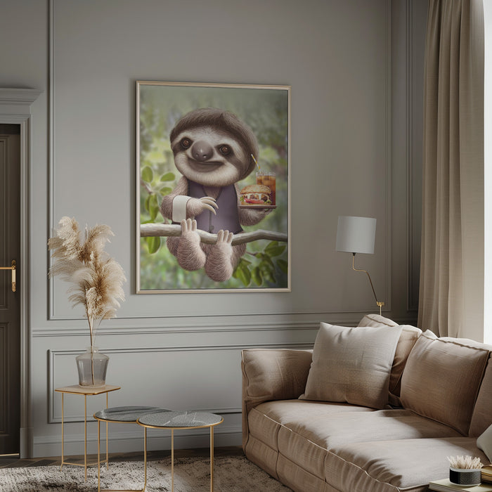 SLOTH ONTREE DELIVERY Framed Art Wall Decor