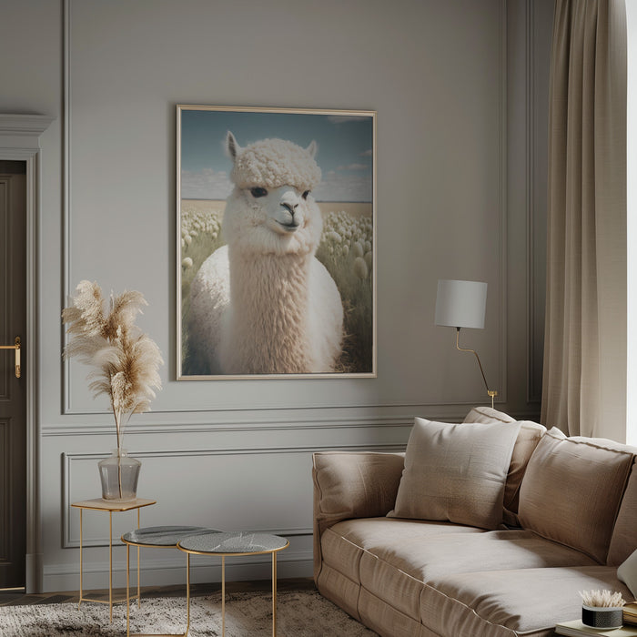 Cute Llama Framed Art Modern Wall Decor