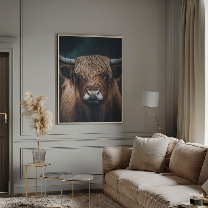 Highland Cow Framed Art Modern Wall Decor