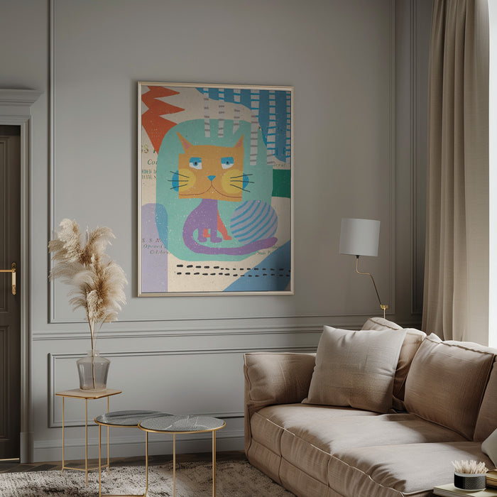 Fat Cheeks Cat Framed Art Wall Decor