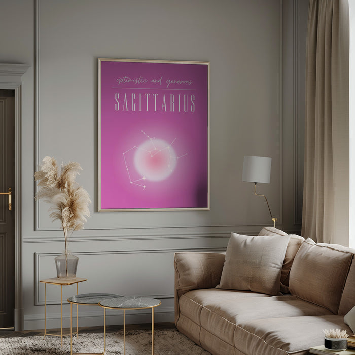 Sagittarius Zodiac Print Art Framed Art Modern Wall Decor