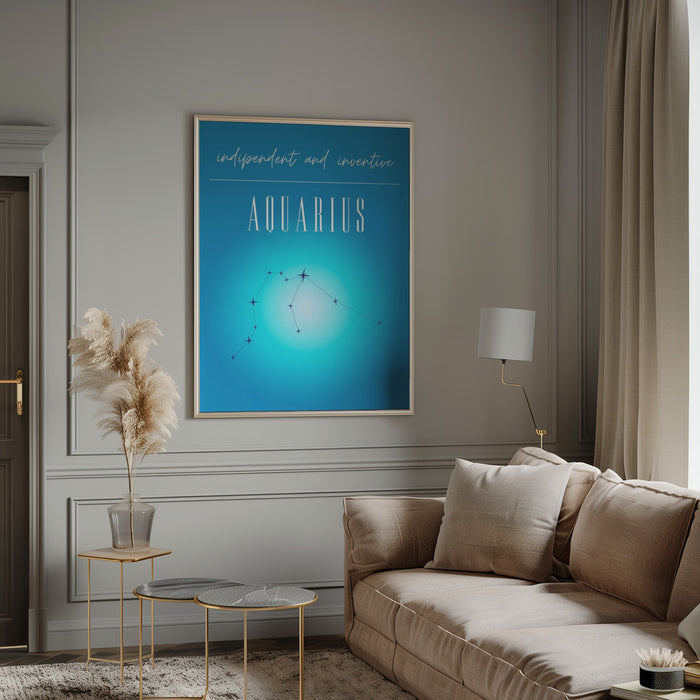 Aquarius Zodiac Print Art Framed Art Modern Wall Decor