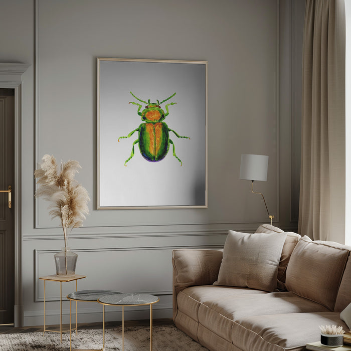 Tansy beetle or Chrysolina graminis Framed Art Modern Wall Decor