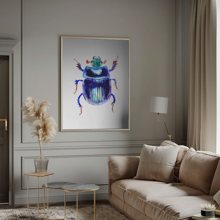 Earth-boring dung beetle or Anoplotrupes stercorosus Framed Art Wall Decor