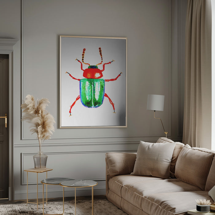 Knotweed beetle or Gastrophysa polygoni Framed Art Wall Decor