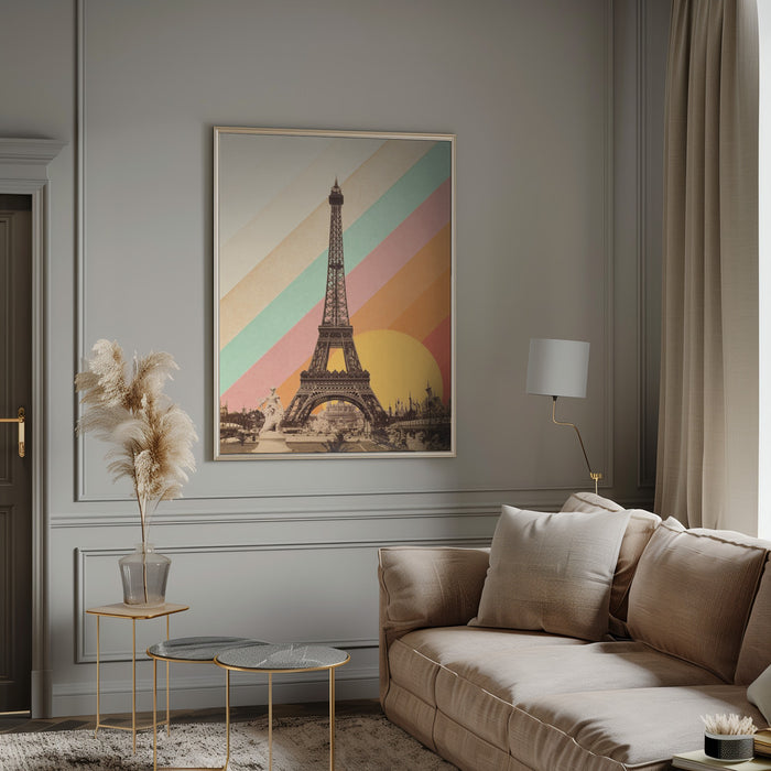 Eiffel Tower Rainbow Framed Art Modern Wall Decor