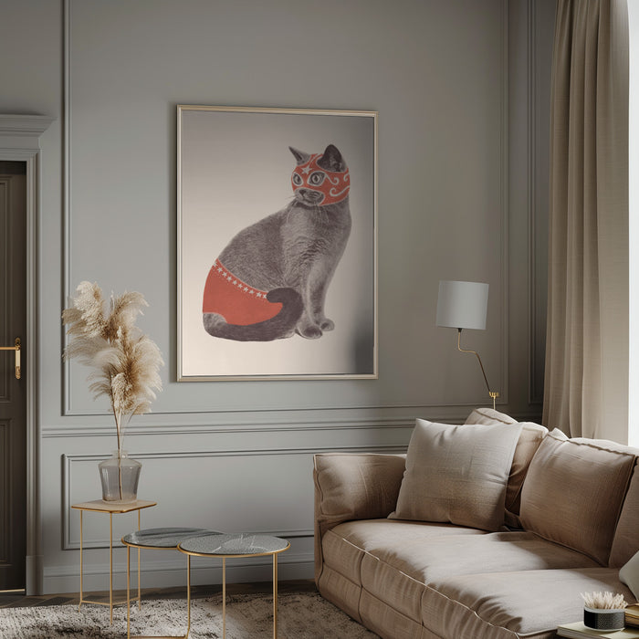 Chat Catcheur Framed Art Modern Wall Decor