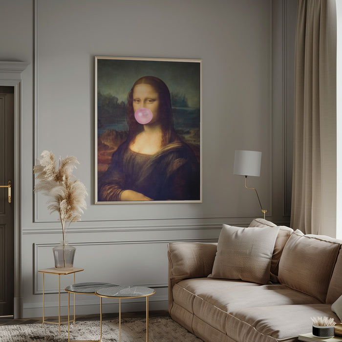 Mona Lisa Bubble Gum Framed Art Modern Wall Decor