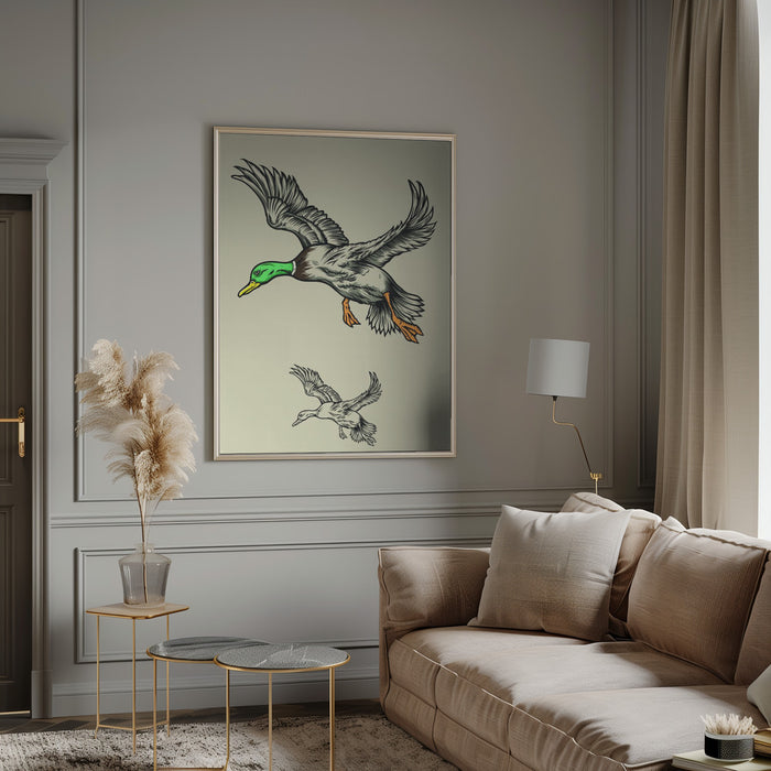 Flying Ducks Framed Art Wall Decor