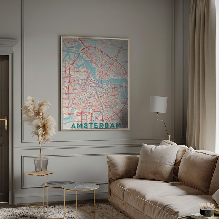 Retro Map   Amsterdam Framed Art Modern Wall Decor