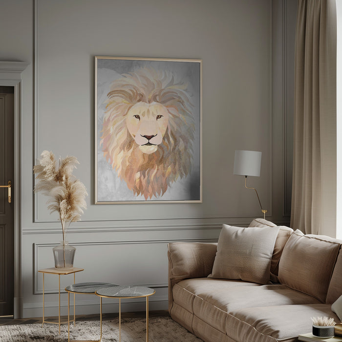 Golden lion portrait Framed Art Wall Decor