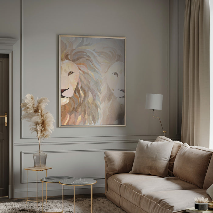 Lion half face 2 Framed Art Wall Decor