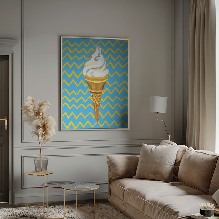 Ice Cream Blue Framed Art Wall Decor