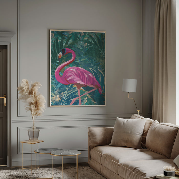 Flamingo in the Jungle Framed Art Modern Wall Decor