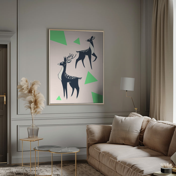 Abstract Deer #2 Framed Art Modern Wall Decor